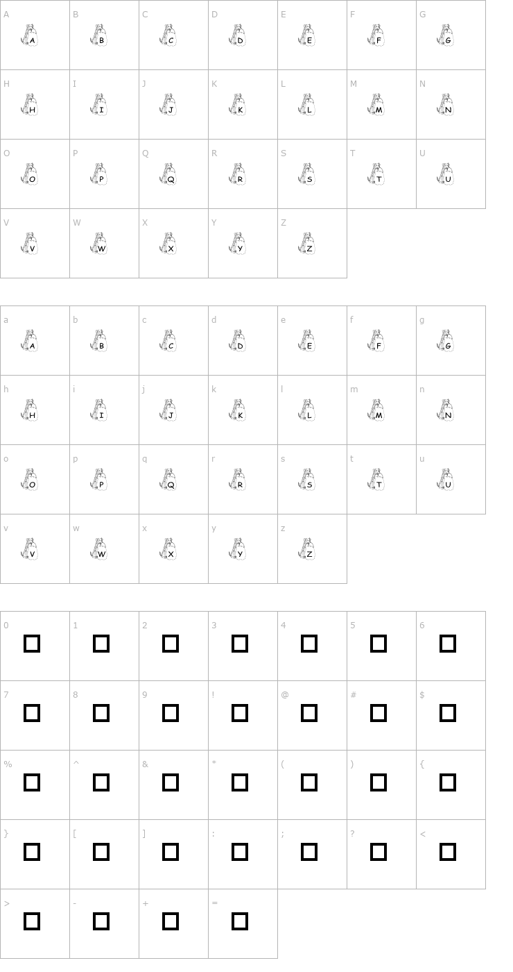 Character Map pf_dog1 Font