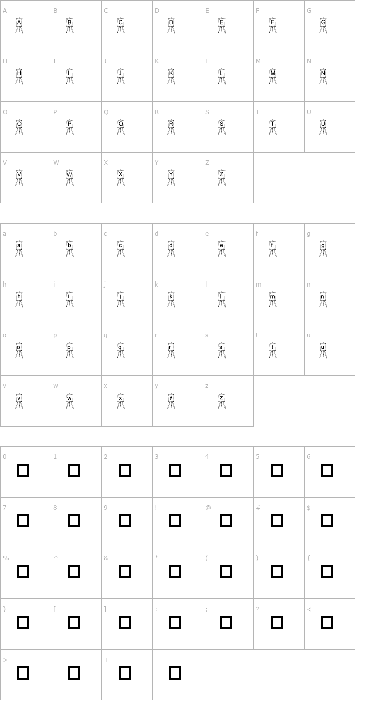 Character Map pf_easel Font