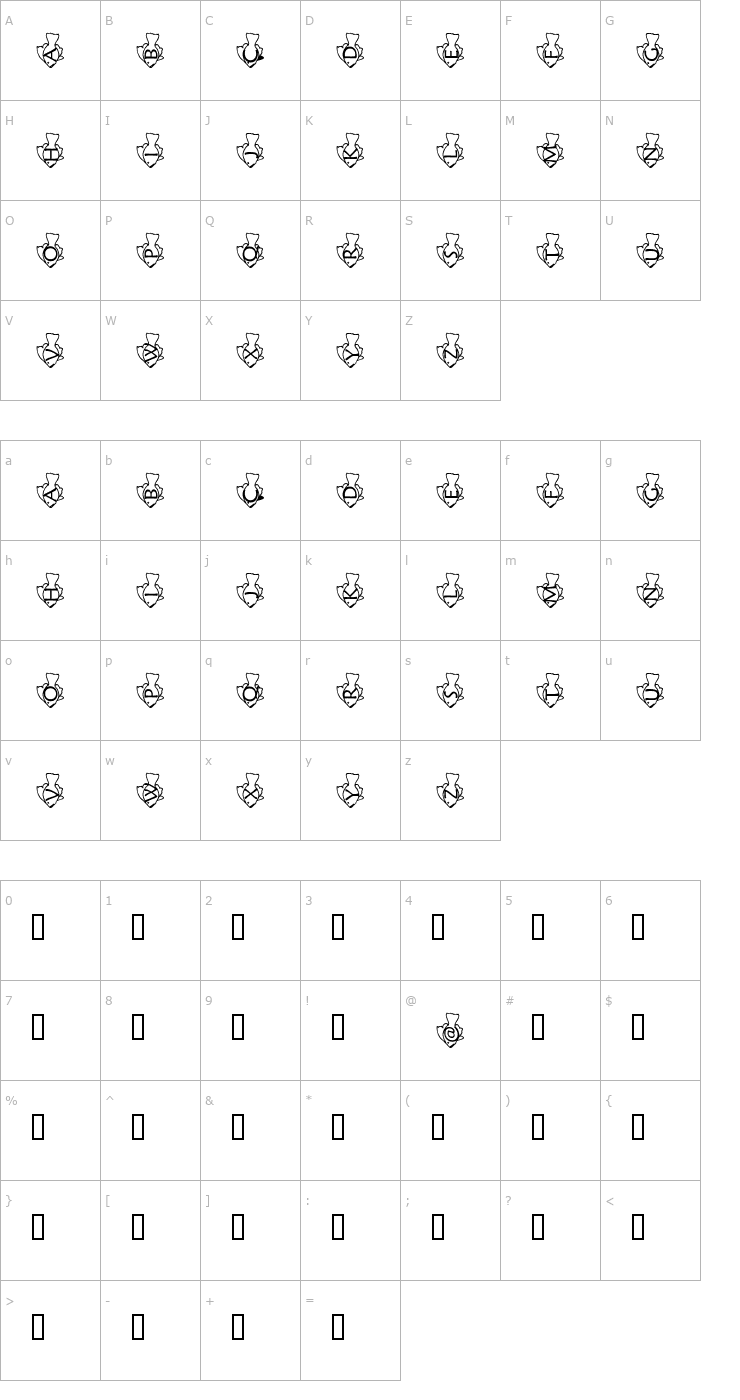Character Map pf_gfish_sideways1 Font