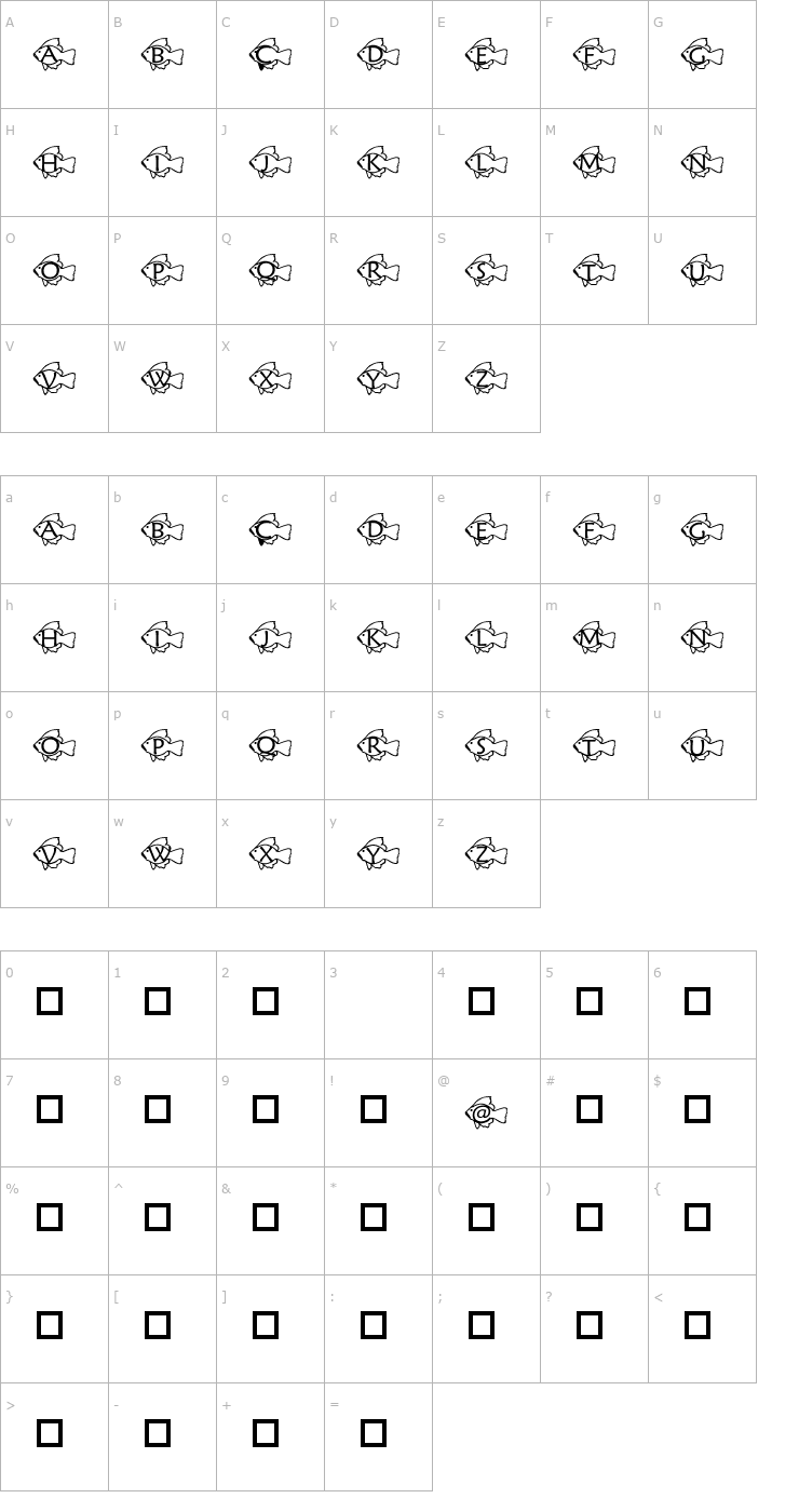 Character Map pf_gfish1 Font