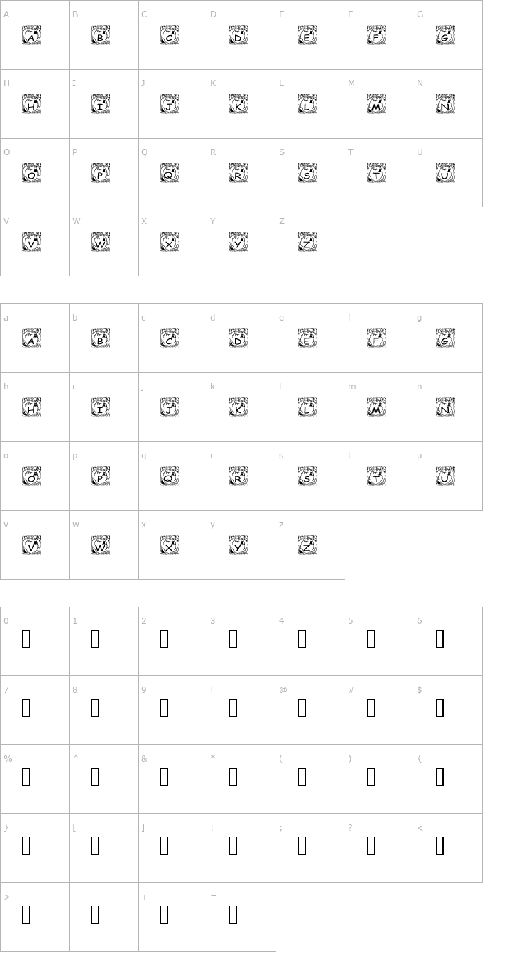 Character Map pf_holloween1 Font