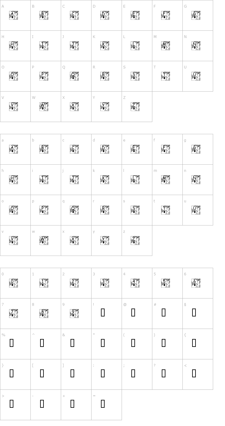 Character Map pf_holloween3 Font