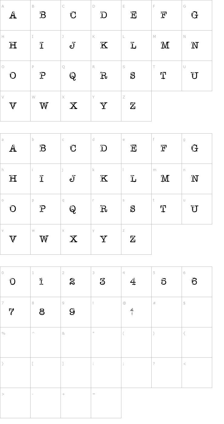 Character Map pf_iris Font