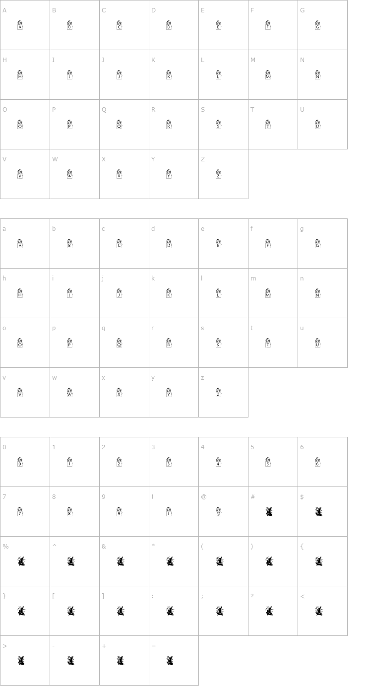 Character Map pf_jackbox1 Font