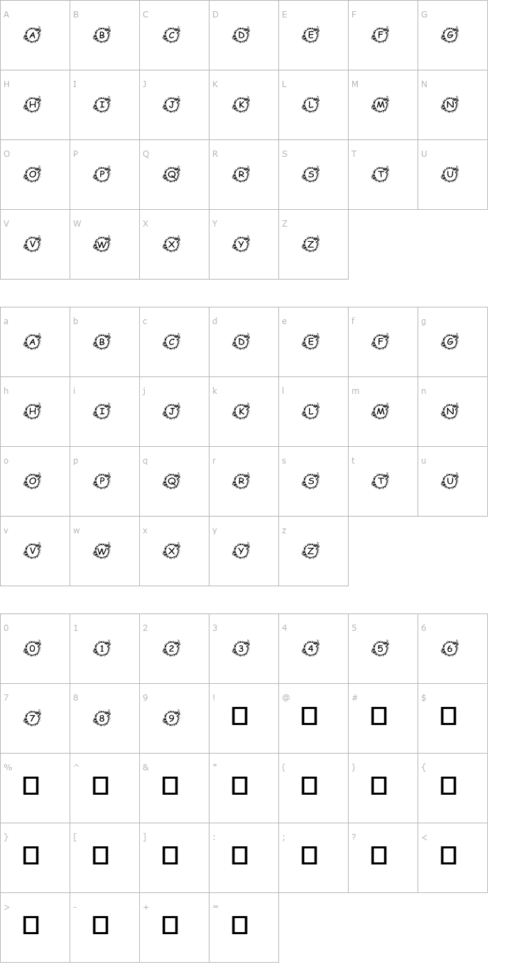 Character Map pf_kabang Font