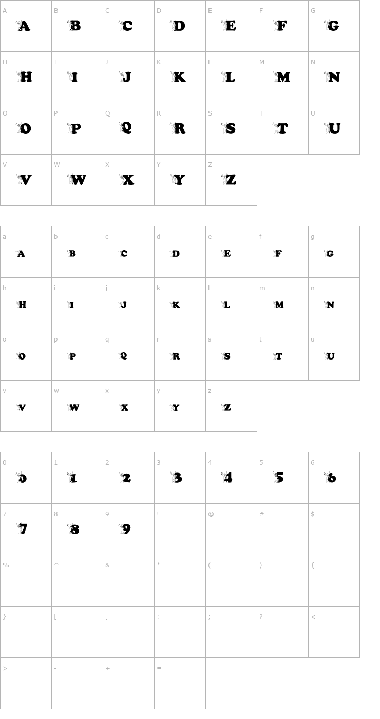 Character Map pf_lunker Font