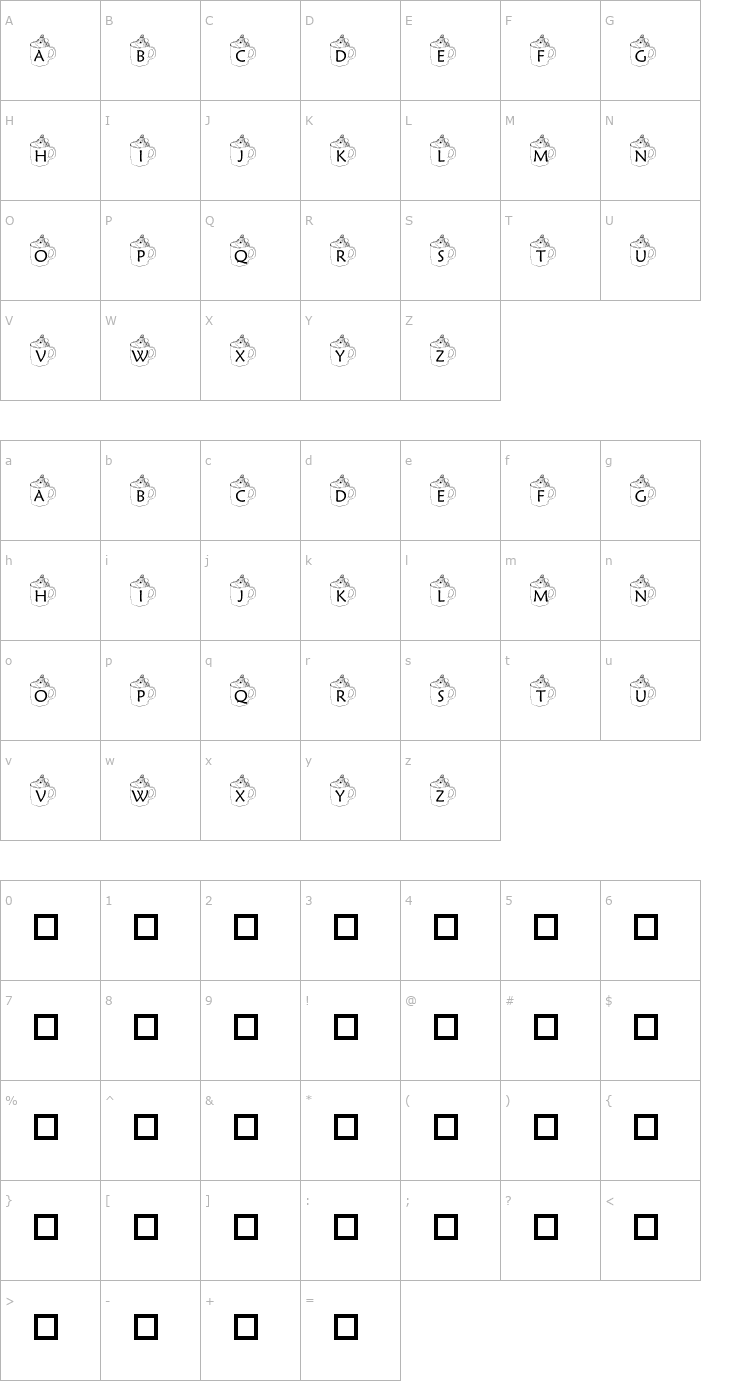 Character Map pf_mouse_cup1 Font