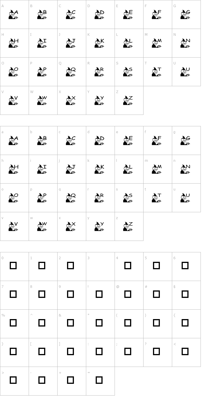 Character Map pf_the witch Font