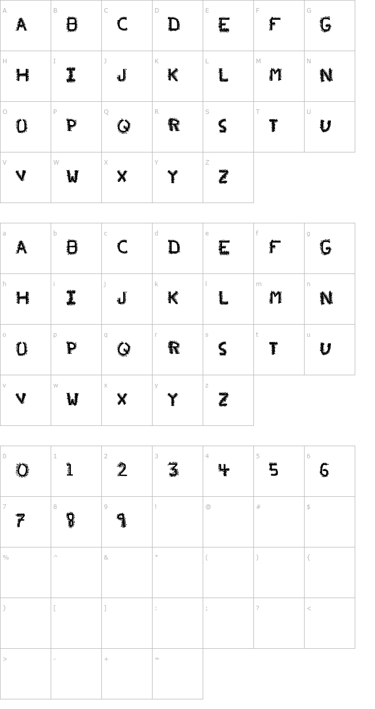 Character Map pf_veryverybadfont20 Font