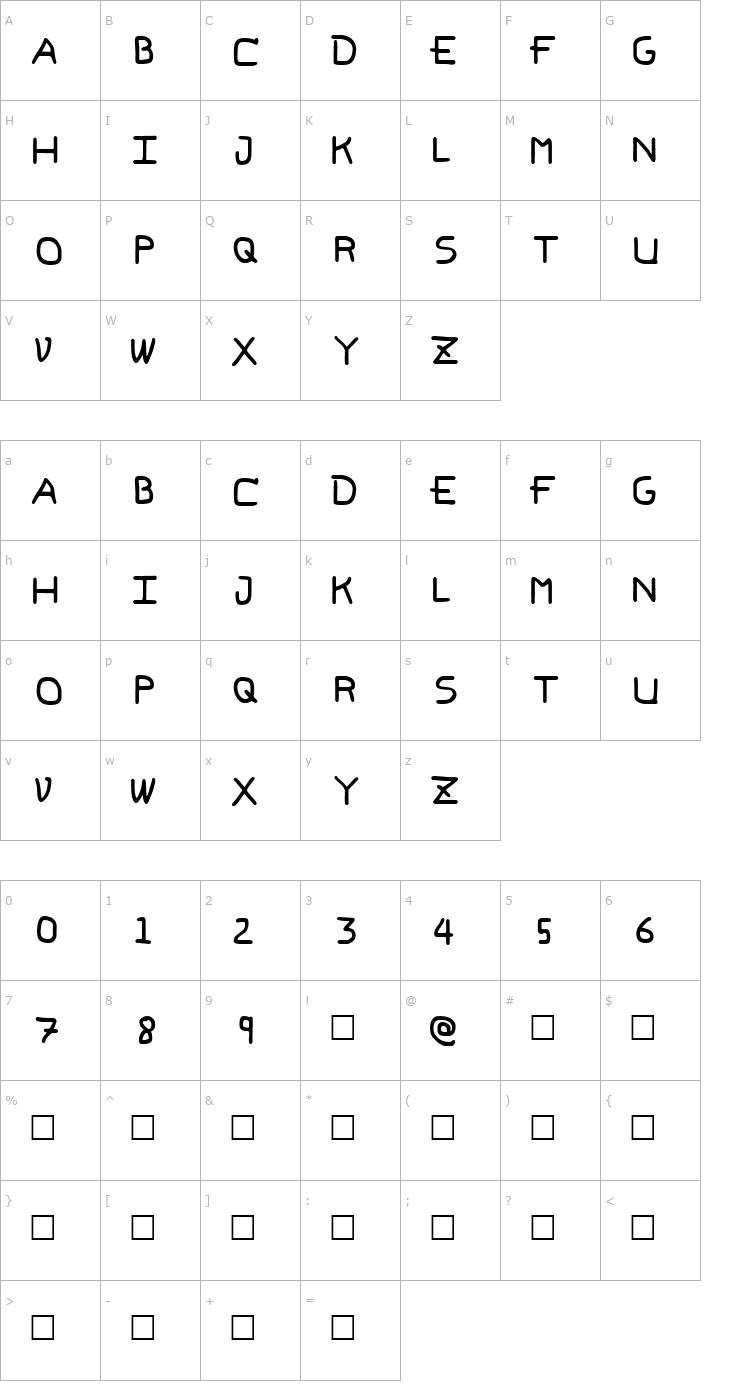 Character Map Pf_veryverybadfont6 Font