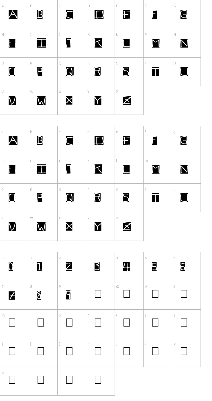 Character Map Pf_veryverybadfont7 Inverted Font