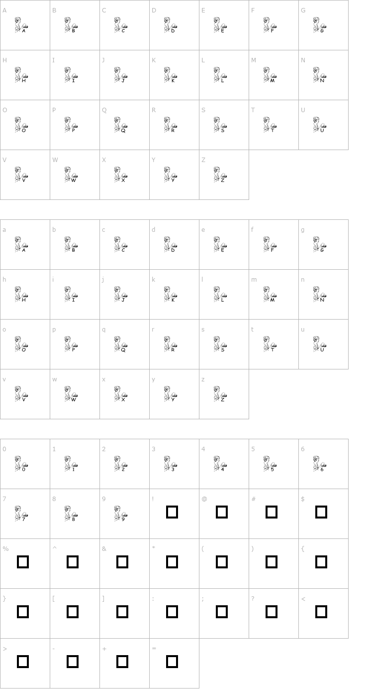 Character Map pf_writting a letter Font