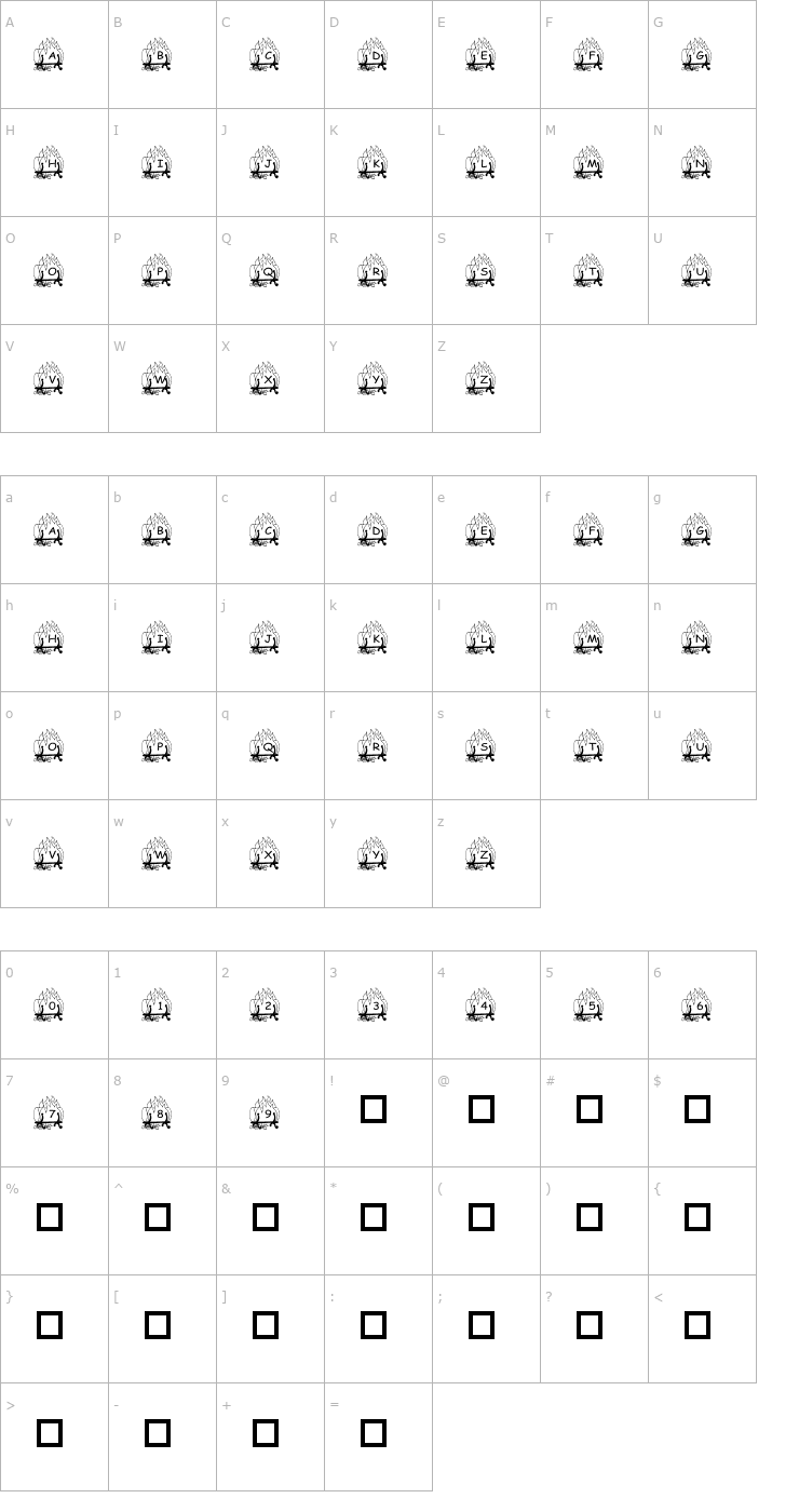 Character Map pf_ yulefire1 Font