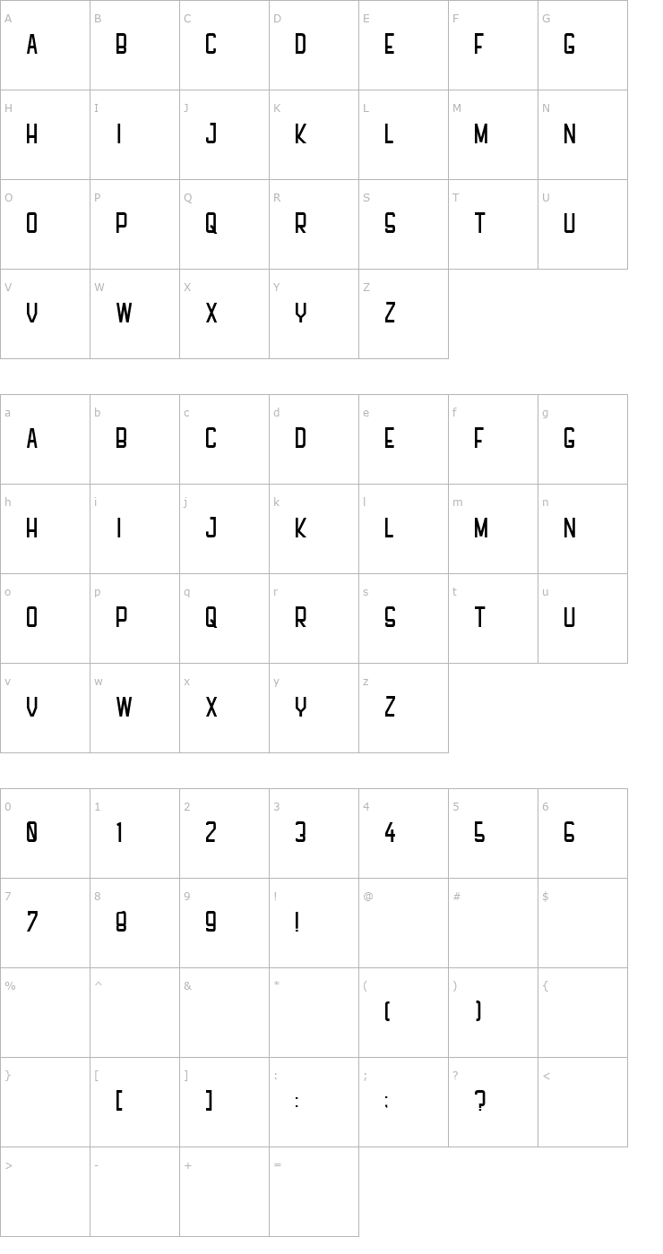 Character Map PFHall Font