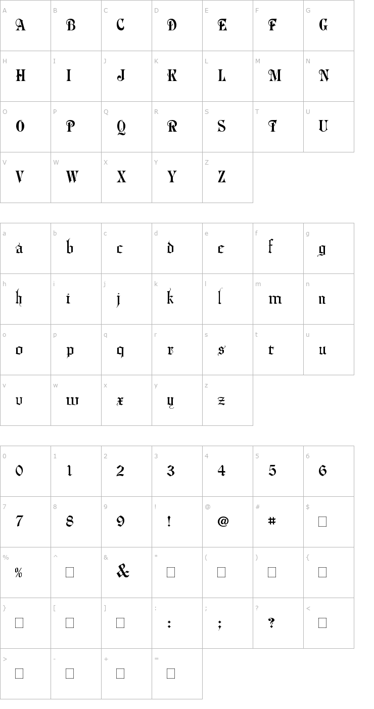 Character Map Phalyn Font