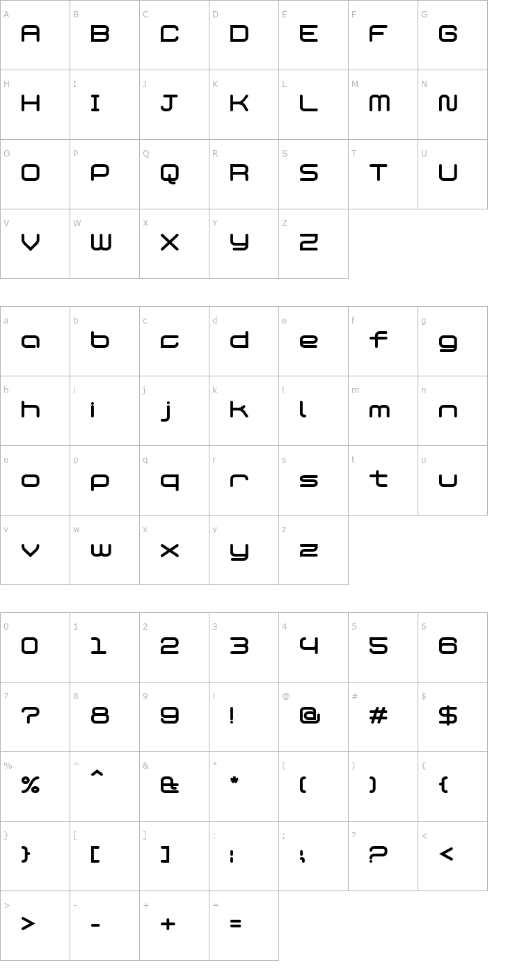 Character Map PhantomBold Font