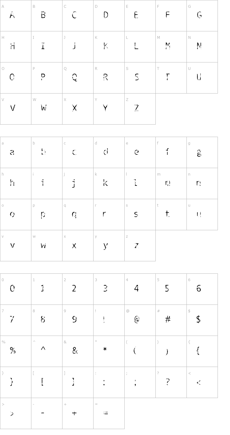 Character Map Phantomime Font