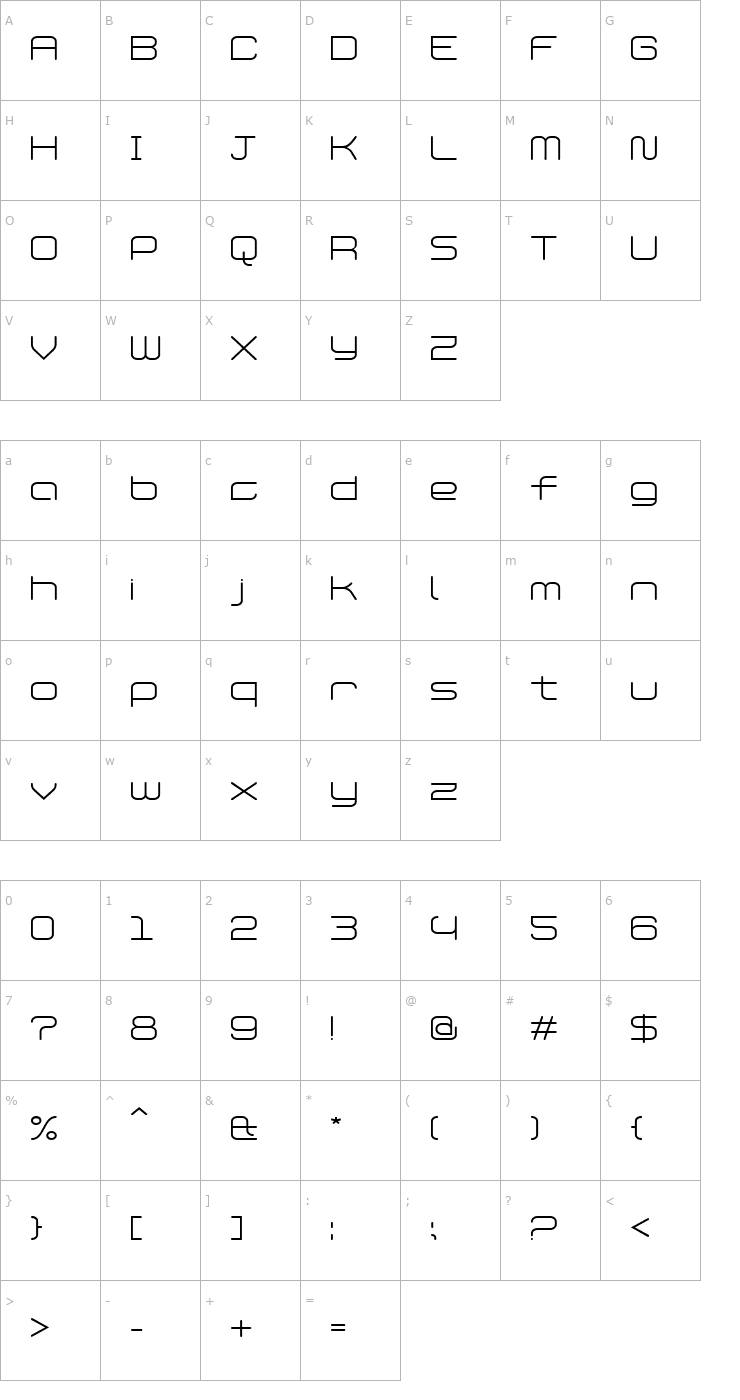 Character Map PhantomLight Font