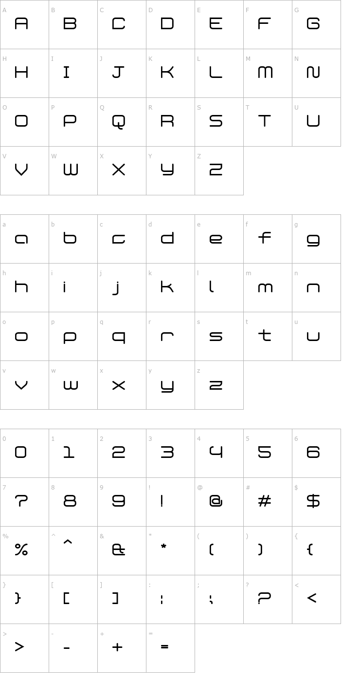 Character Map PhantomRegular Font