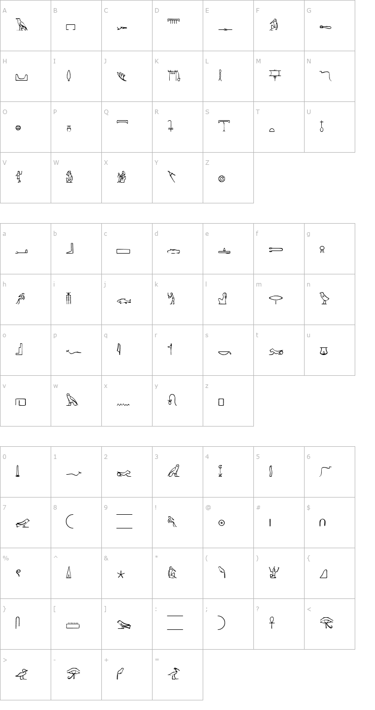 Character Map PharaohGlyph Medium Font