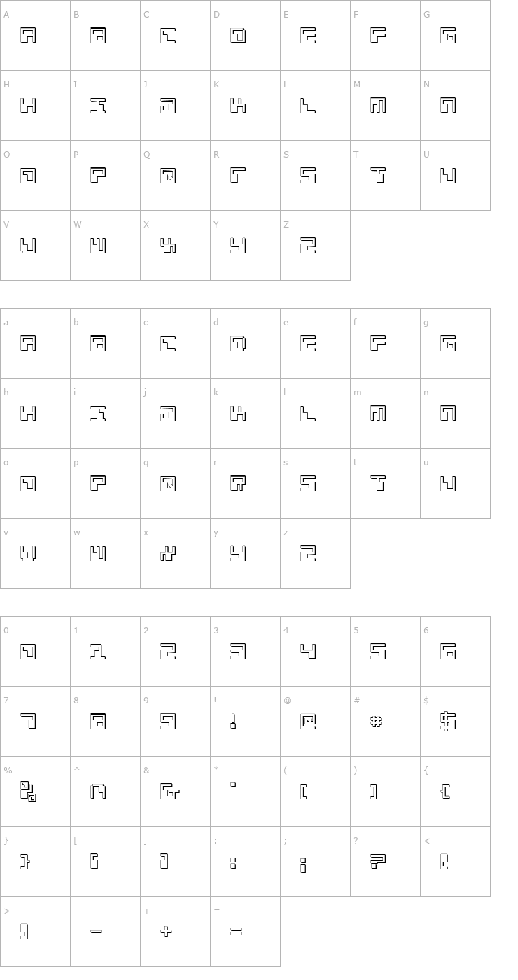 Character Map Phaser Bank 3D Font