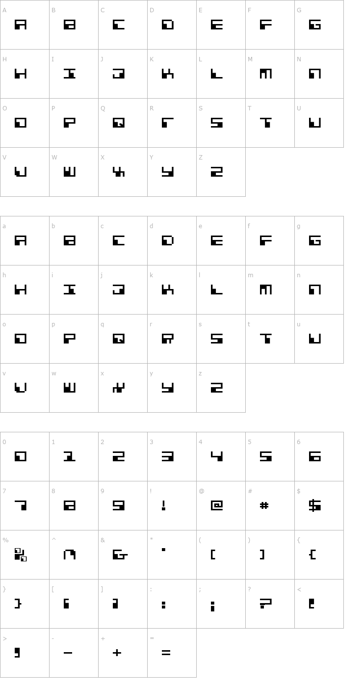 Character Map Phaser Bank Expanded Font