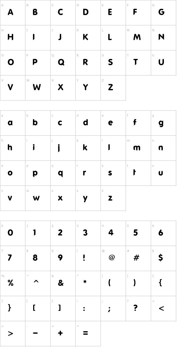 Character Map Phat guy Font