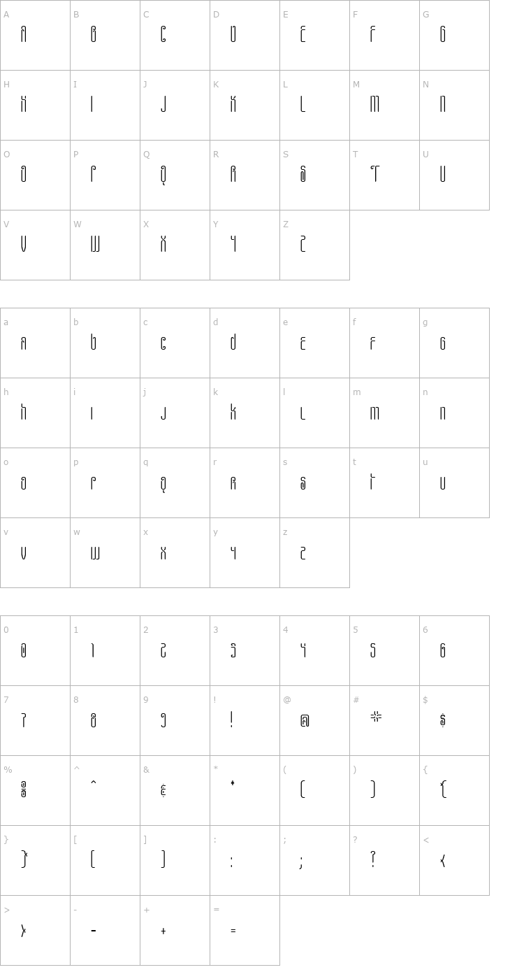 Character Map Pheanis Wickey Font