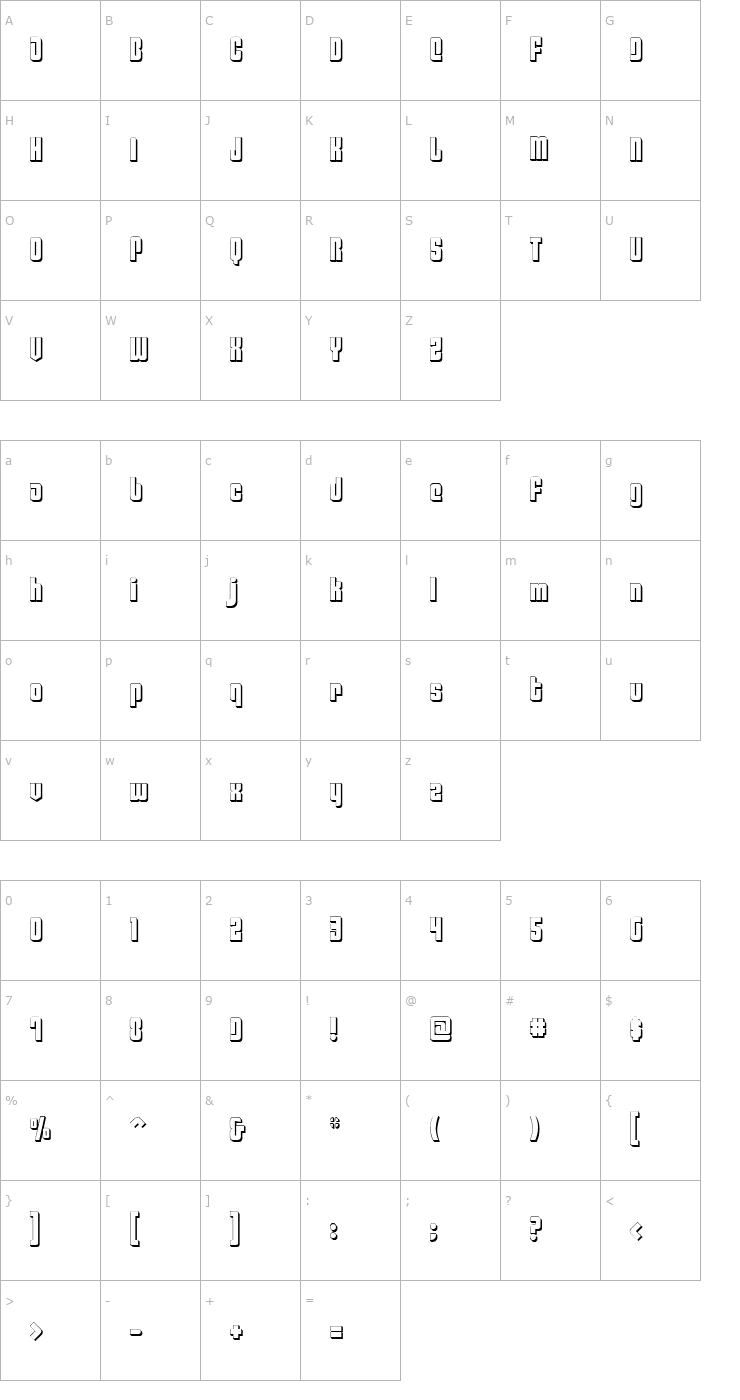 Character Map Philadelphia 3D Font