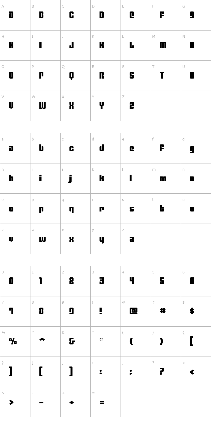 Character Map Philadelphia Expanded Font