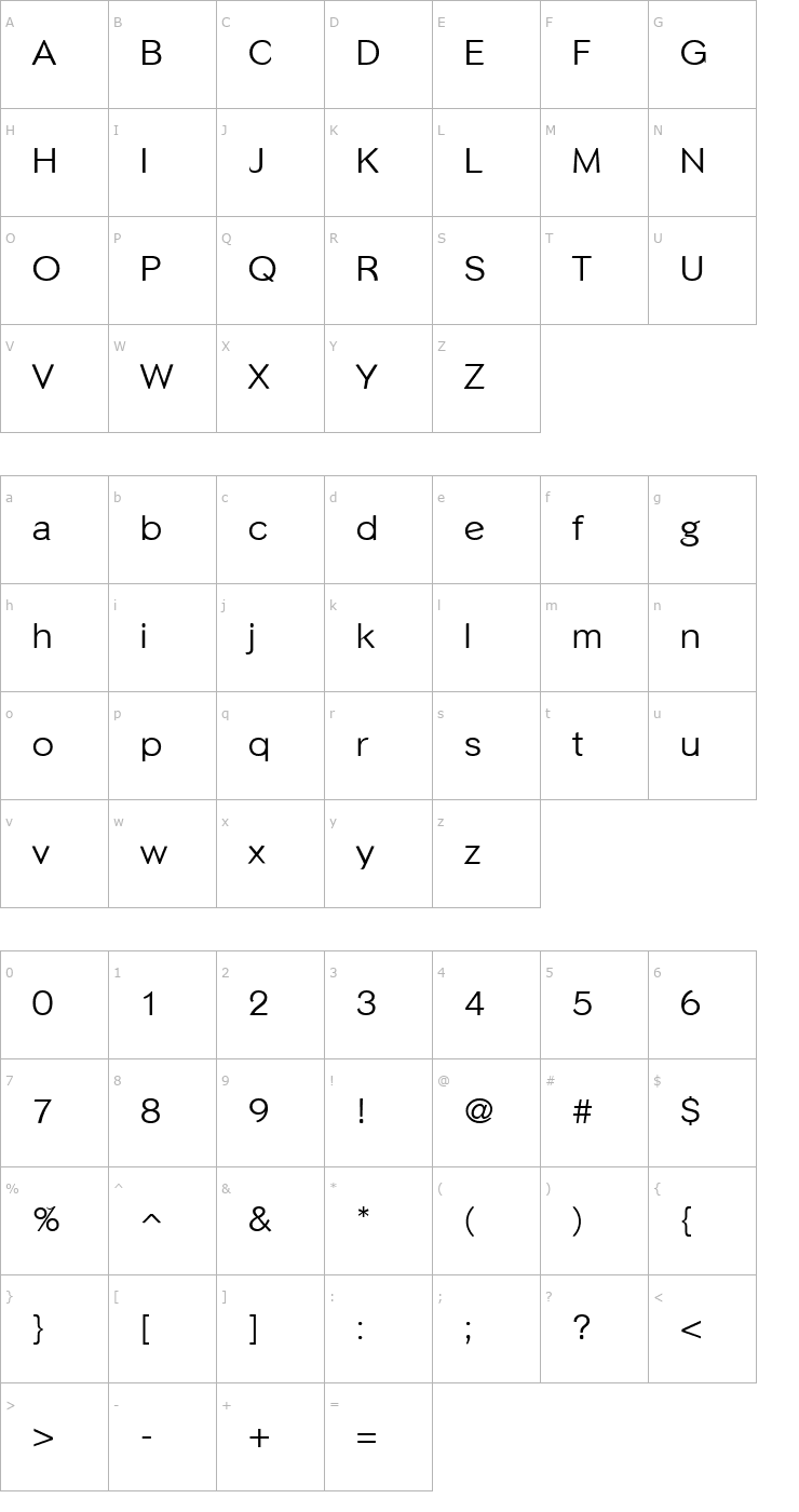 Character Map Phinster Font