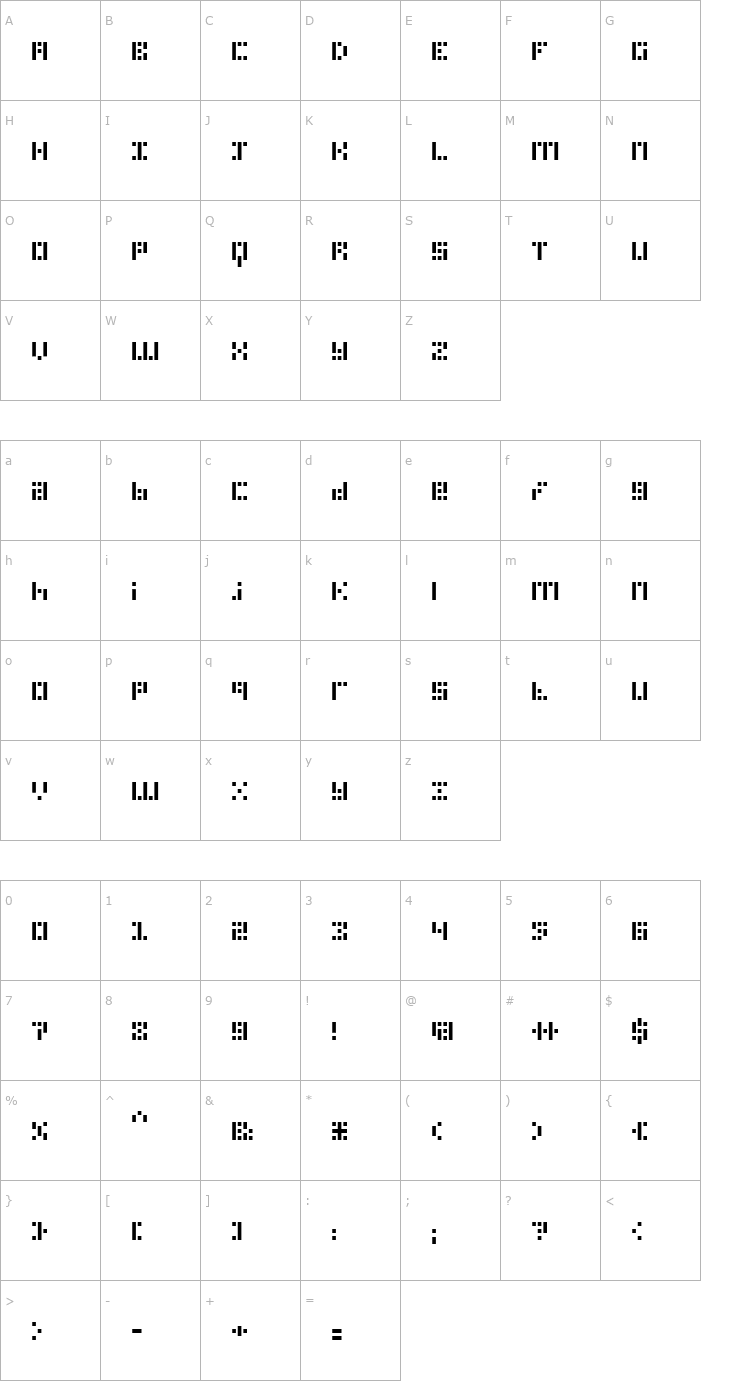 Character Map PhlexSquare Font