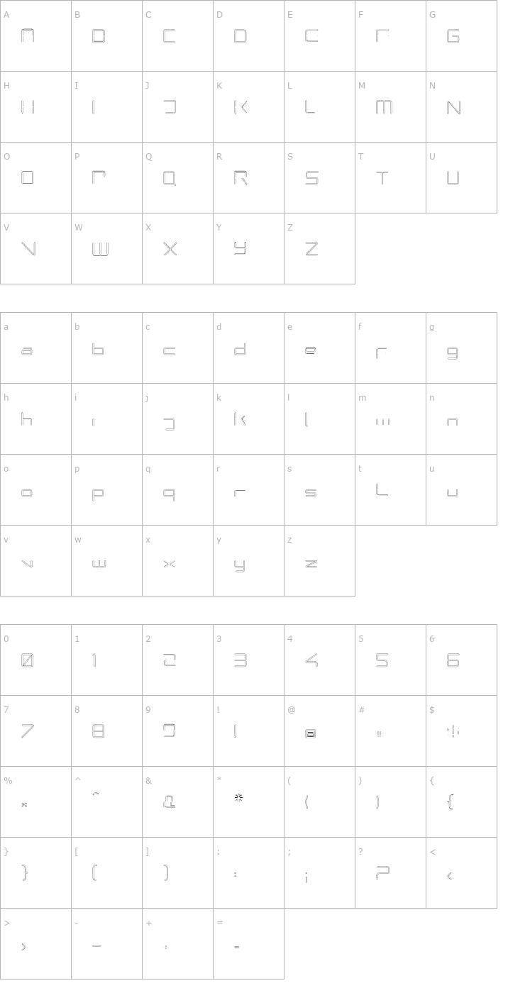 Character Map PhutureRndClsd-Outline Font