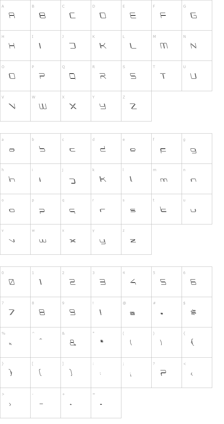 Character Map PhutureRndOpen-A-Italic Font