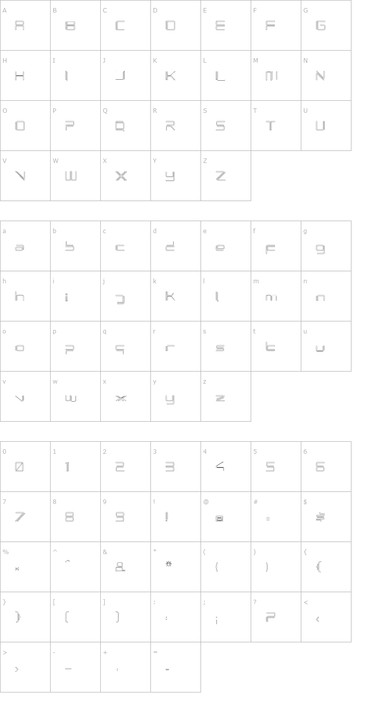 Character Map PhutureRndOpen-Outline Font
