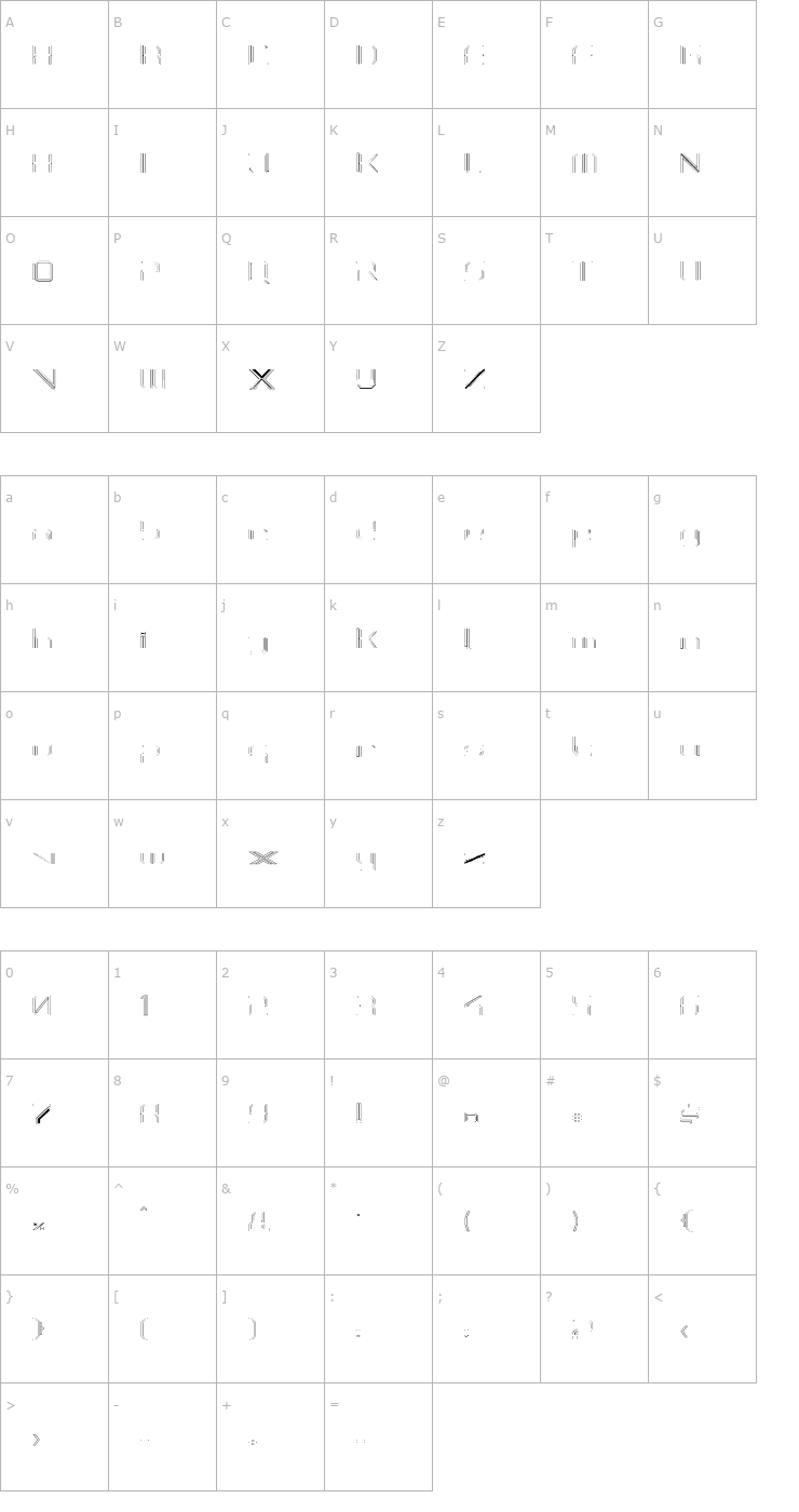 Character Map PhutureSqrdOpen-Outline Font