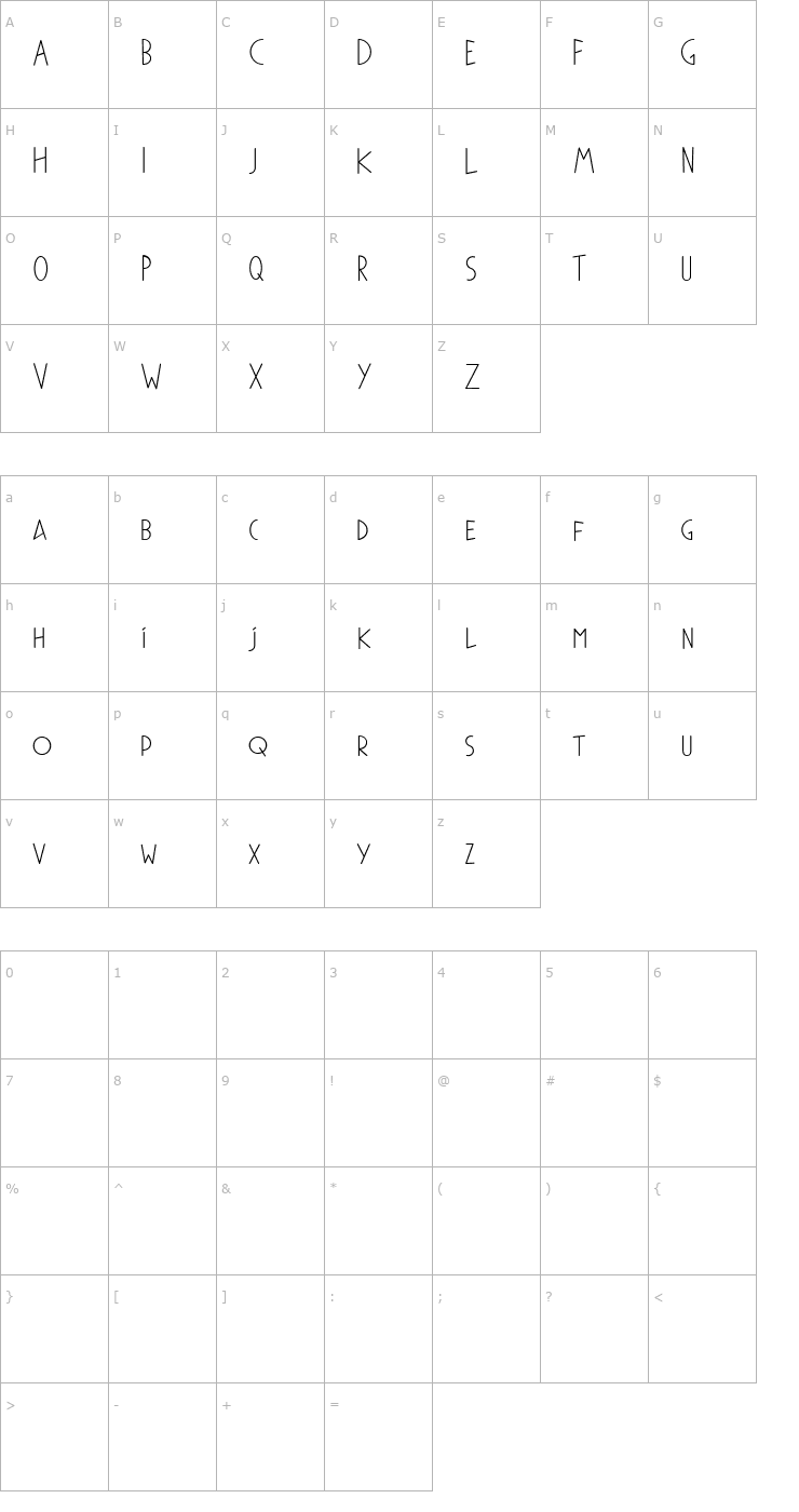 Character Map Phylactere Demo Font