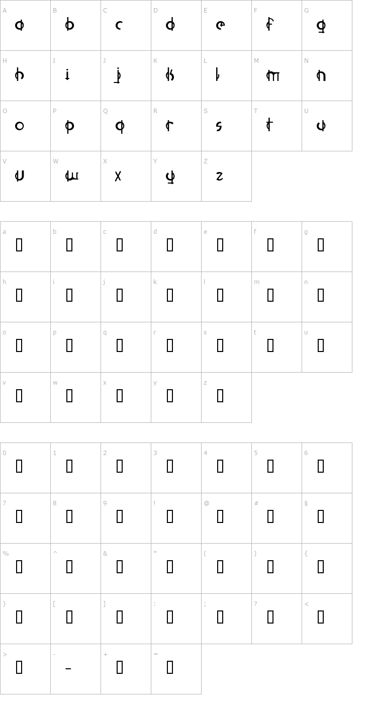 Character Map Pianissimo Font