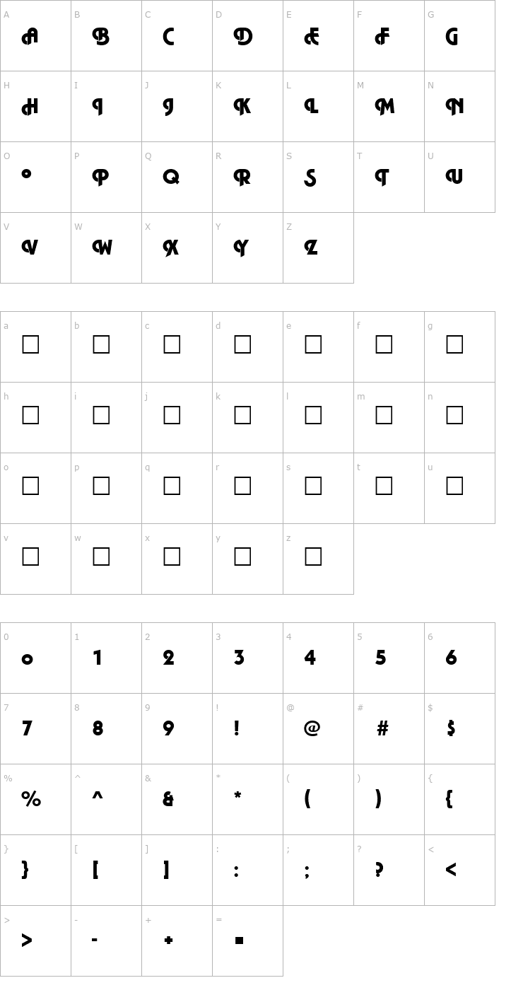 Character Map PiazzaInitials Bold Font