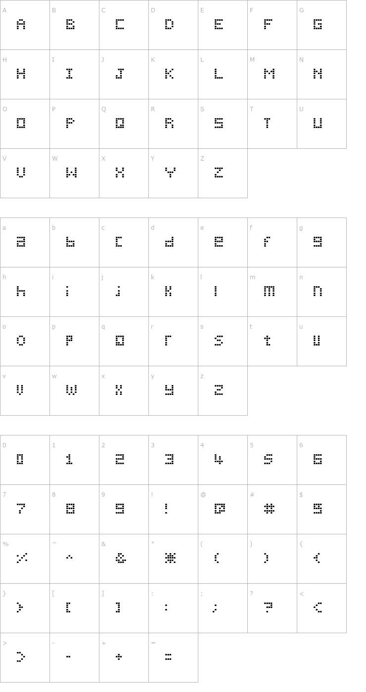Character Map Pica Hole - ABS Font