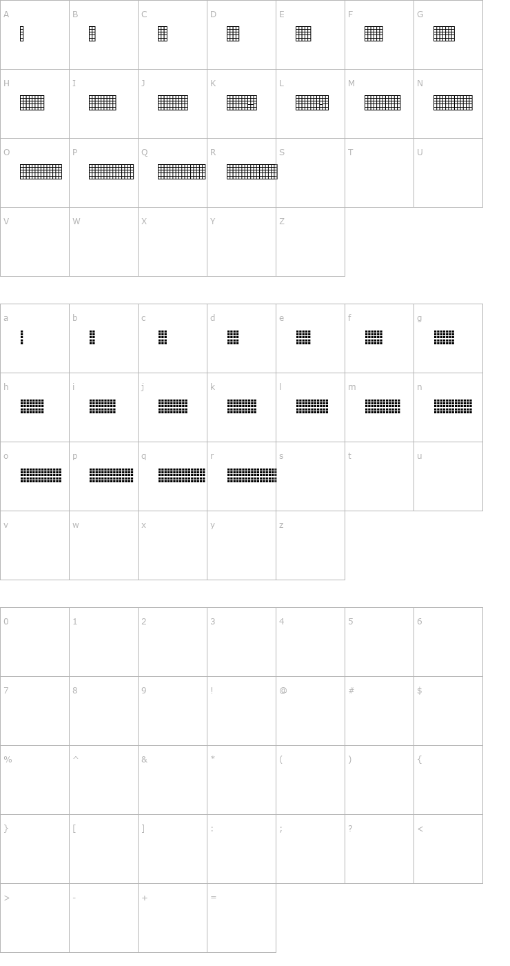 Character Map Pica Hole - Grids Font