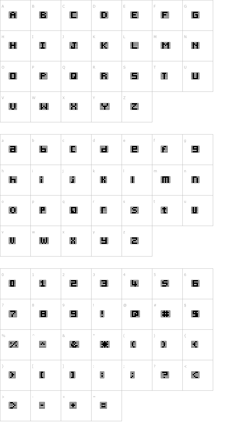 Character Map Pica Hole - MRT Font