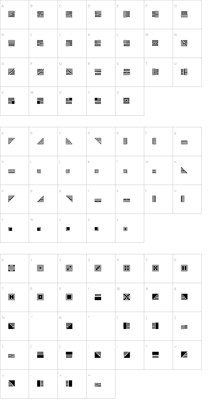 Character Map Pica Hole - SIM Font