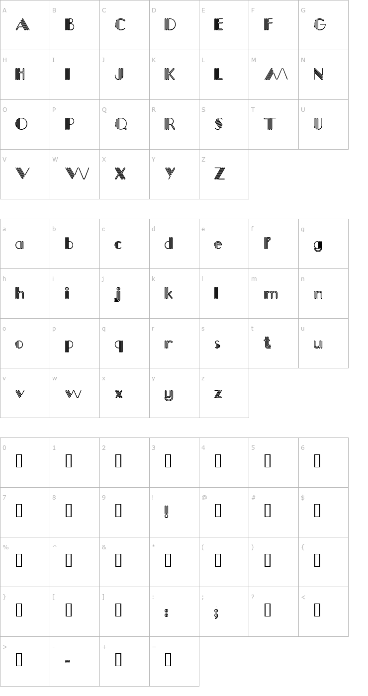 Character Map Picadilly Font