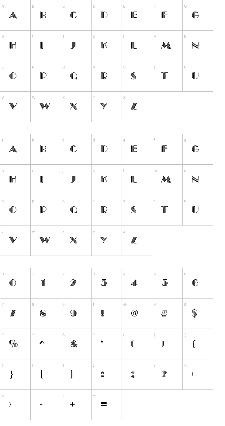 Character Map Piccolo Regular Font