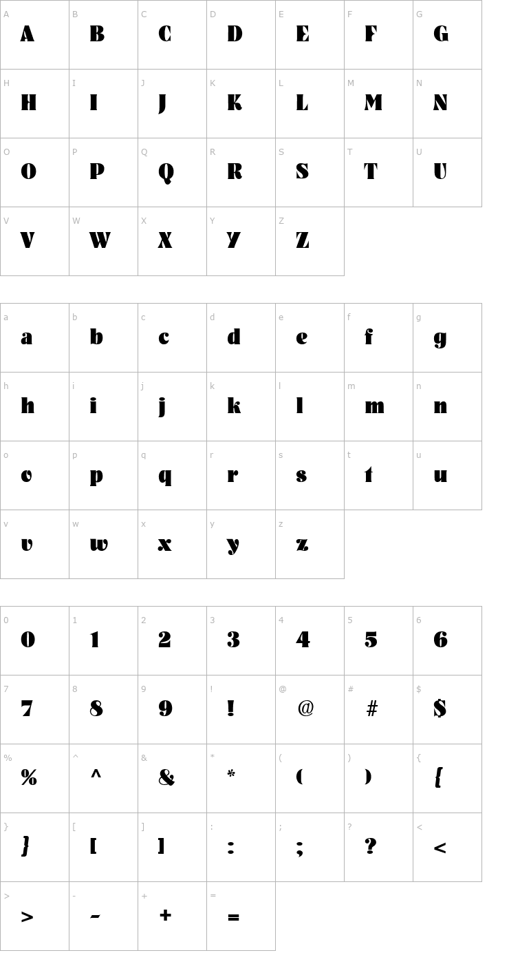 Character Map Pickwick Regular Font