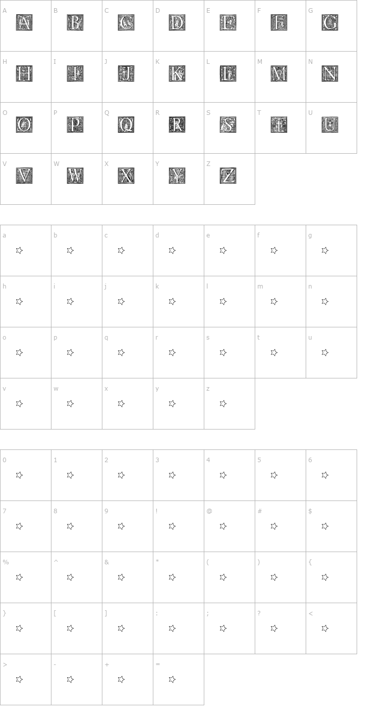 Character Map Picto Glyphs Font