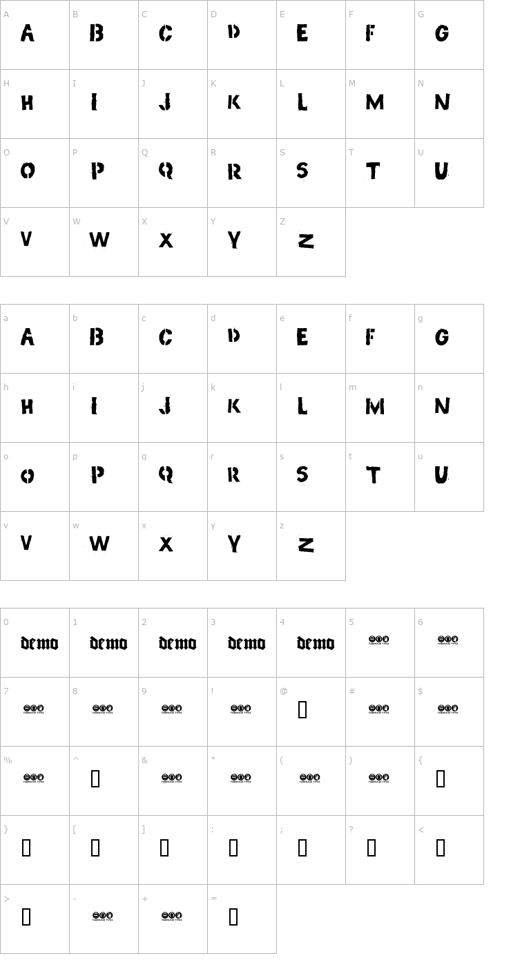 Character Map Pig Font