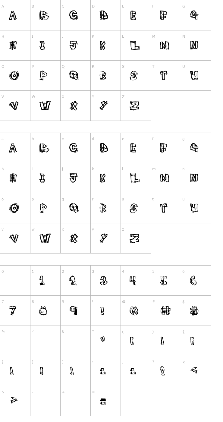 Character Map pigeon_snatch Font