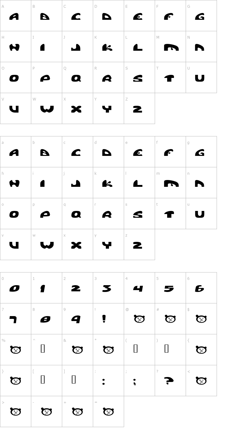 Character Map Pigpen Font